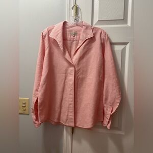 Sarah Alexandra Signature Shirt Cotton/Linen Blend Pink Stripes Size 10